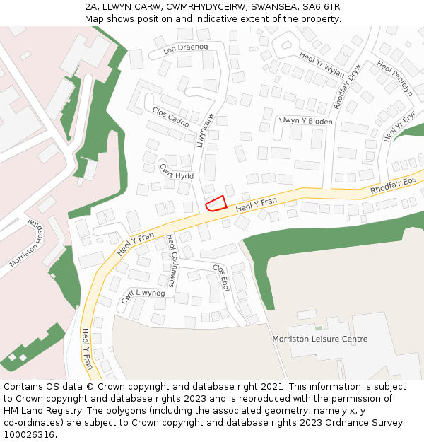 2A, LLWYN CARW, CWMRHYDYCEIRW, SWANSEA, SA6 6TR: Location map and indicative extent of plot