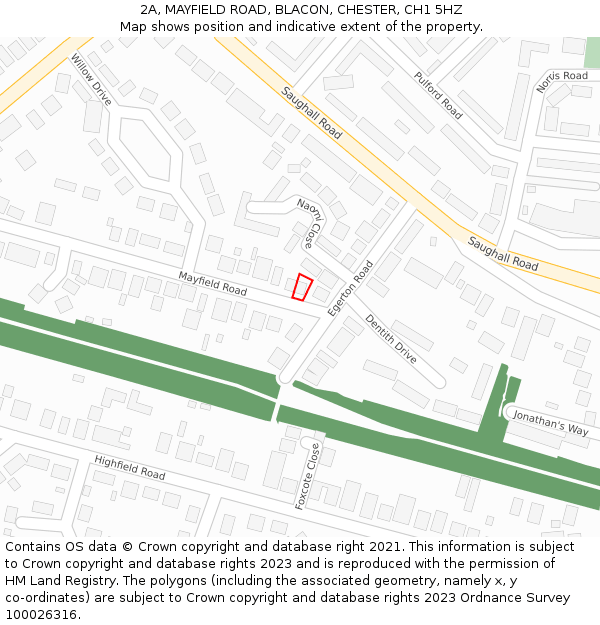 2A, MAYFIELD ROAD, BLACON, CHESTER, CH1 5HZ: Location map and indicative extent of plot