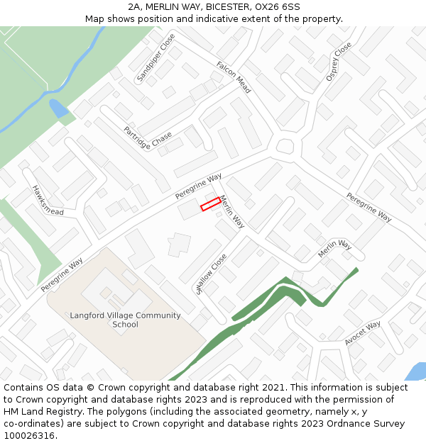 2A, MERLIN WAY, BICESTER, OX26 6SS: Location map and indicative extent of plot