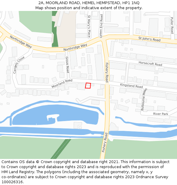 2A, MOORLAND ROAD, HEMEL HEMPSTEAD, HP1 1NQ: Location map and indicative extent of plot