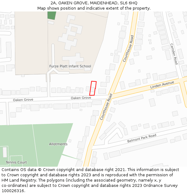 2A, OAKEN GROVE, MAIDENHEAD, SL6 6HQ: Location map and indicative extent of plot