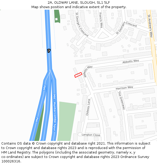 2A, OLDWAY LANE, SLOUGH, SL1 5LF: Location map and indicative extent of plot