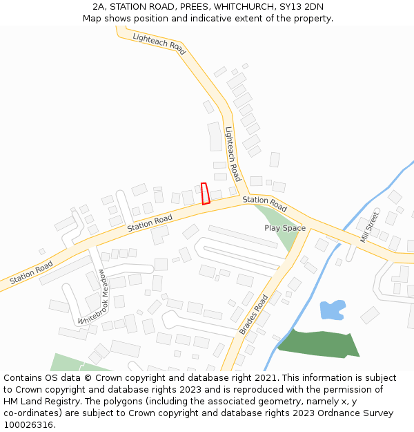 2A, STATION ROAD, PREES, WHITCHURCH, SY13 2DN: Location map and indicative extent of plot