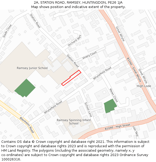 2A, STATION ROAD, RAMSEY, HUNTINGDON, PE26 1JA: Location map and indicative extent of plot