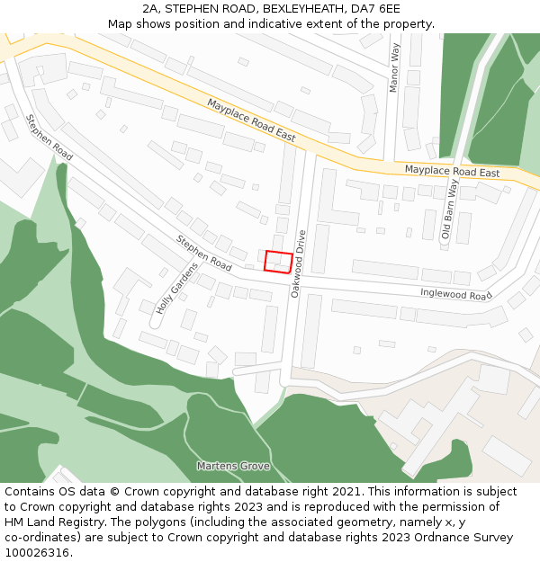 2A, STEPHEN ROAD, BEXLEYHEATH, DA7 6EE: Location map and indicative extent of plot