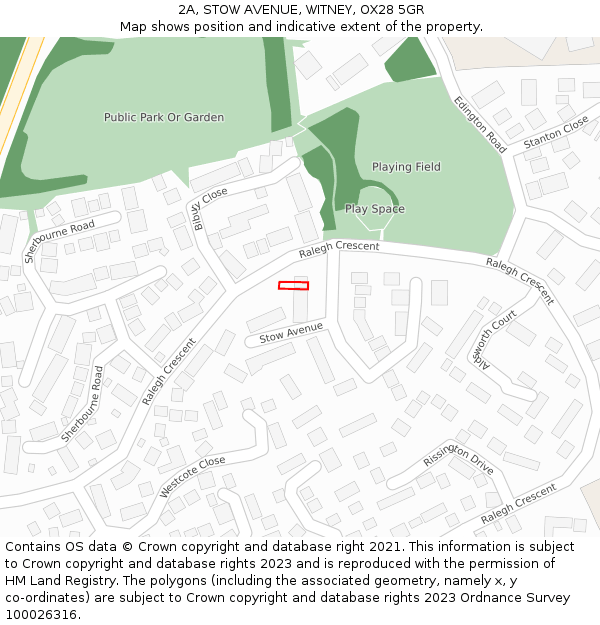 2A, STOW AVENUE, WITNEY, OX28 5GR: Location map and indicative extent of plot