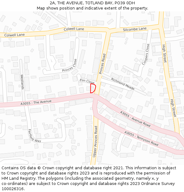 2A, THE AVENUE, TOTLAND BAY, PO39 0DH: Location map and indicative extent of plot