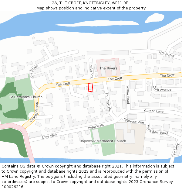 2A, THE CROFT, KNOTTINGLEY, WF11 9BL: Location map and indicative extent of plot