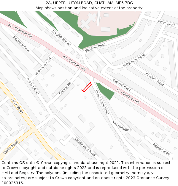 2A, UPPER LUTON ROAD, CHATHAM, ME5 7BG: Location map and indicative extent of plot