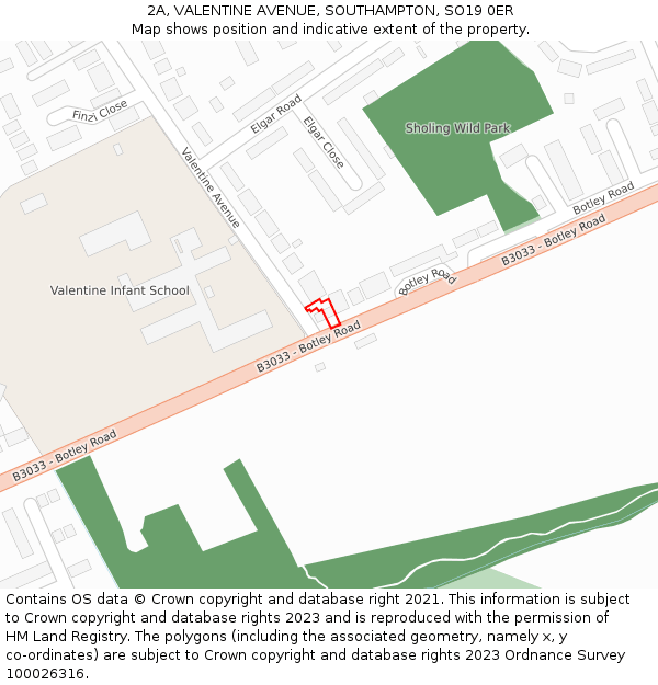 2A, VALENTINE AVENUE, SOUTHAMPTON, SO19 0ER: Location map and indicative extent of plot