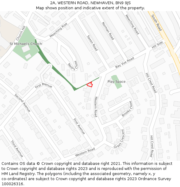 2A, WESTERN ROAD, NEWHAVEN, BN9 9JS: Location map and indicative extent of plot