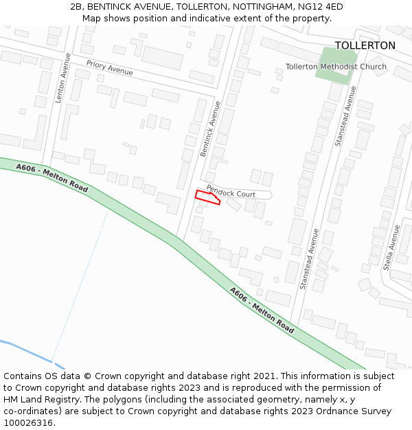 2B, BENTINCK AVENUE, TOLLERTON, NOTTINGHAM, NG12 4ED: Location map and indicative extent of plot