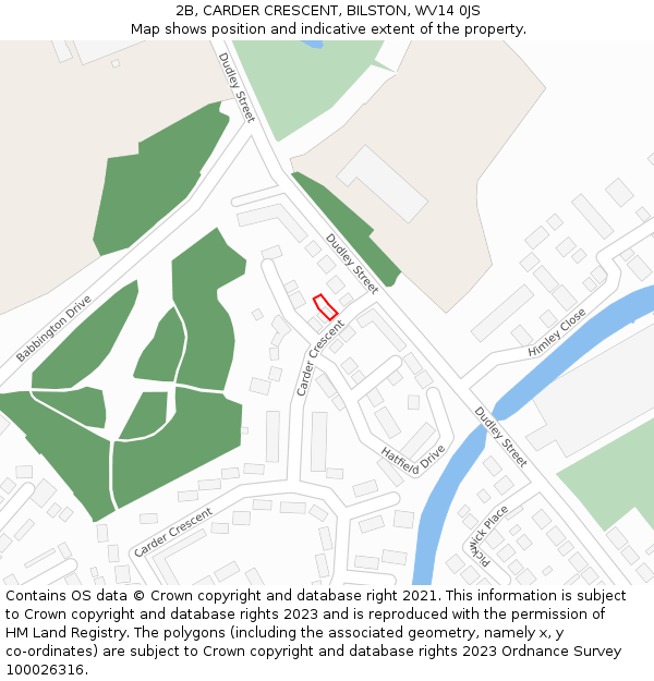 2B, CARDER CRESCENT, BILSTON, WV14 0JS: Location map and indicative extent of plot