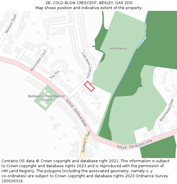 2B, COLD BLOW CRESCENT, BEXLEY, DA5 2DS: Location map and indicative extent of plot