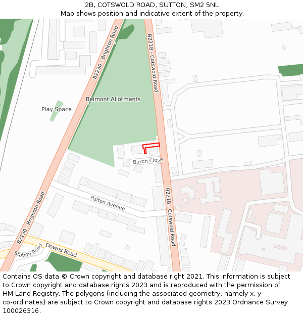 2B, COTSWOLD ROAD, SUTTON, SM2 5NL: Location map and indicative extent of plot