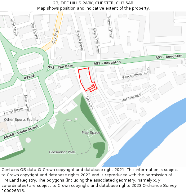 2B, DEE HILLS PARK, CHESTER, CH3 5AR: Location map and indicative extent of plot