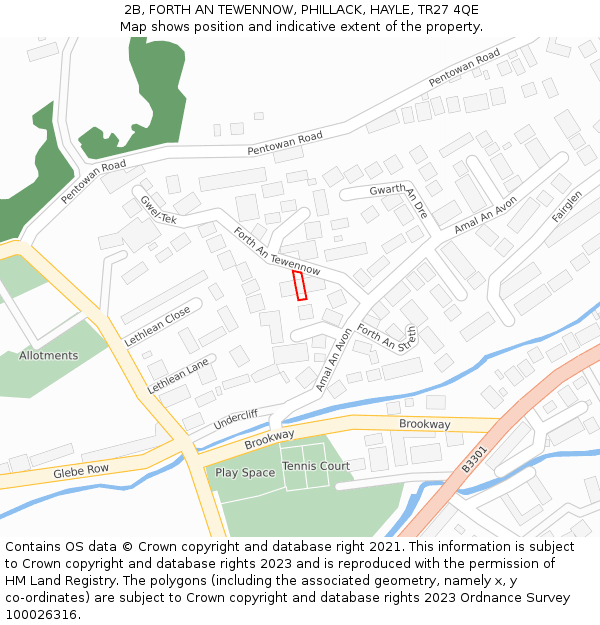 2B, FORTH AN TEWENNOW, PHILLACK, HAYLE, TR27 4QE: Location map and indicative extent of plot