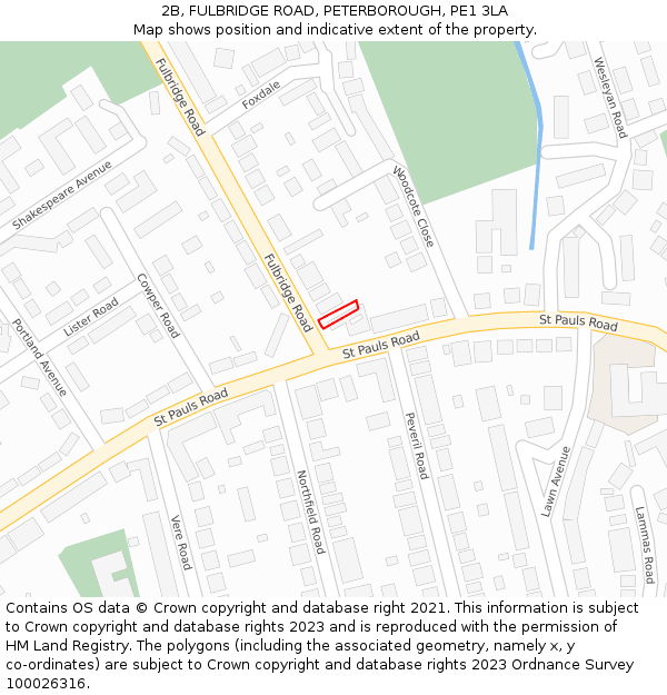 2B, FULBRIDGE ROAD, PETERBOROUGH, PE1 3LA: Location map and indicative extent of plot