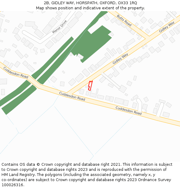 2B, GIDLEY WAY, HORSPATH, OXFORD, OX33 1RQ: Location map and indicative extent of plot