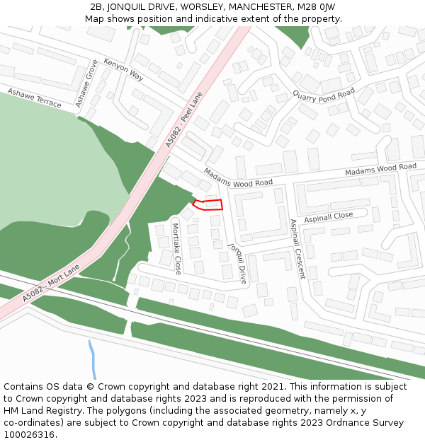 2B, JONQUIL DRIVE, WORSLEY, MANCHESTER, M28 0JW: Location map and indicative extent of plot