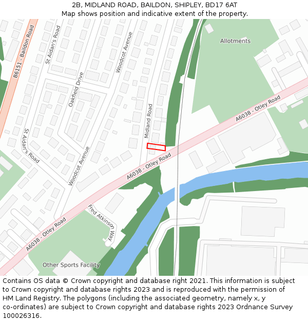 2B, MIDLAND ROAD, BAILDON, SHIPLEY, BD17 6AT: Location map and indicative extent of plot