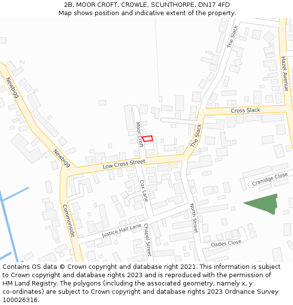 2B, MOOR CROFT, CROWLE, SCUNTHORPE, DN17 4FD: Location map and indicative extent of plot