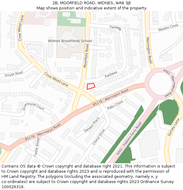 2B, MOORFIELD ROAD, WIDNES, WA8 3JE: Location map and indicative extent of plot