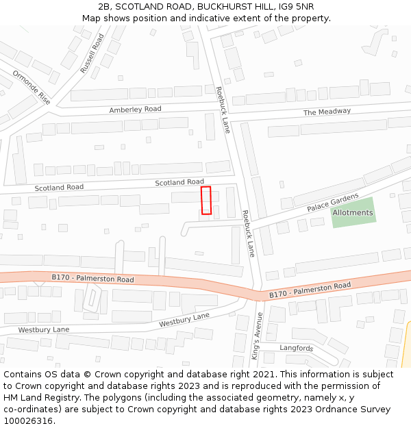 2B, SCOTLAND ROAD, BUCKHURST HILL, IG9 5NR: Location map and indicative extent of plot