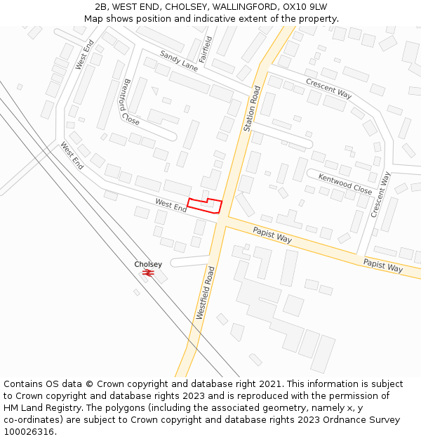 2B, WEST END, CHOLSEY, WALLINGFORD, OX10 9LW: Location map and indicative extent of plot