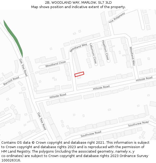 2B, WOODLAND WAY, MARLOW, SL7 3LD: Location map and indicative extent of plot