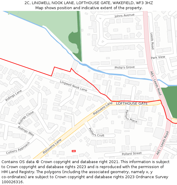 2C, LINGWELL NOOK LANE, LOFTHOUSE GATE, WAKEFIELD, WF3 3HZ: Location map and indicative extent of plot