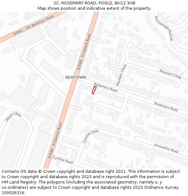 2C, ROSEMARY ROAD, POOLE, BH12 3HB: Location map and indicative extent of plot