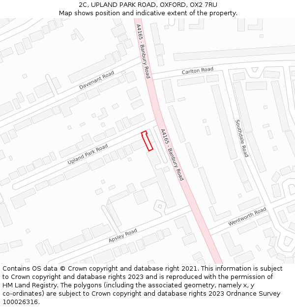 2C, UPLAND PARK ROAD, OXFORD, OX2 7RU: Location map and indicative extent of plot