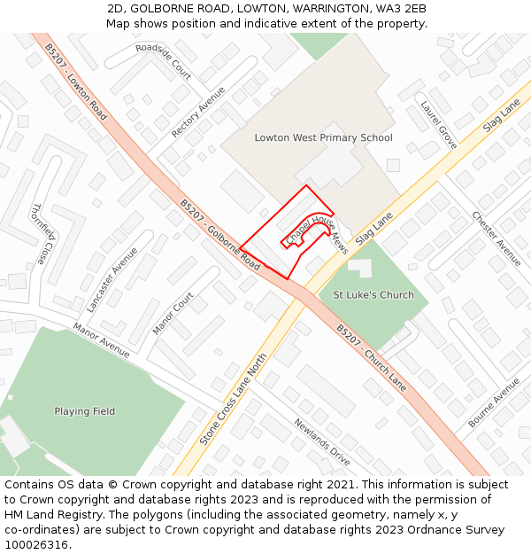 2D, GOLBORNE ROAD, LOWTON, WARRINGTON, WA3 2EB: Location map and indicative extent of plot