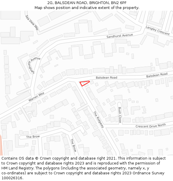 2G, BALSDEAN ROAD, BRIGHTON, BN2 6PF: Location map and indicative extent of plot