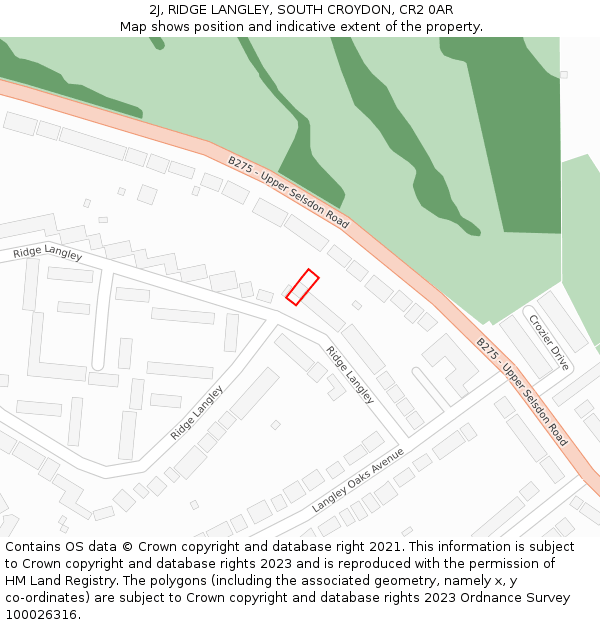 2J, RIDGE LANGLEY, SOUTH CROYDON, CR2 0AR: Location map and indicative extent of plot