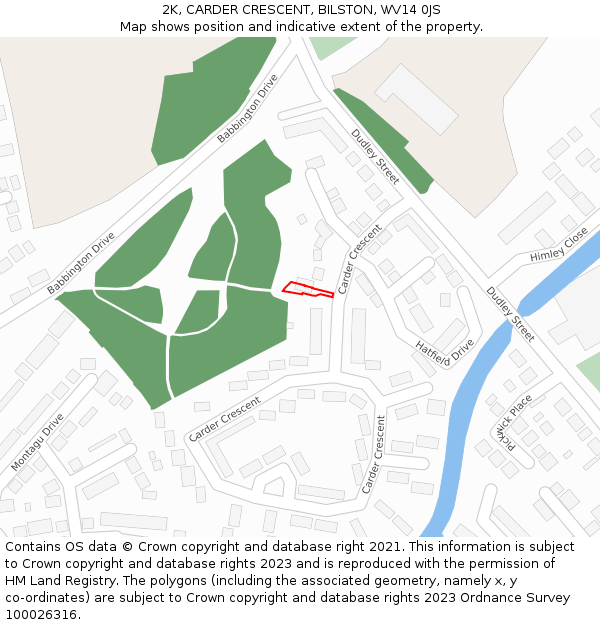 2K, CARDER CRESCENT, BILSTON, WV14 0JS: Location map and indicative extent of plot