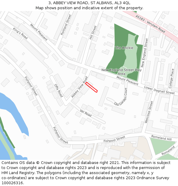 3, ABBEY VIEW ROAD, ST ALBANS, AL3 4QL: Location map and indicative extent of plot