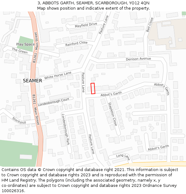 3, ABBOTS GARTH, SEAMER, SCARBOROUGH, YO12 4QN: Location map and indicative extent of plot