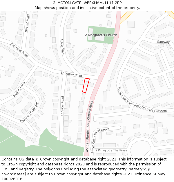 3, ACTON GATE, WREXHAM, LL11 2PP: Location map and indicative extent of plot