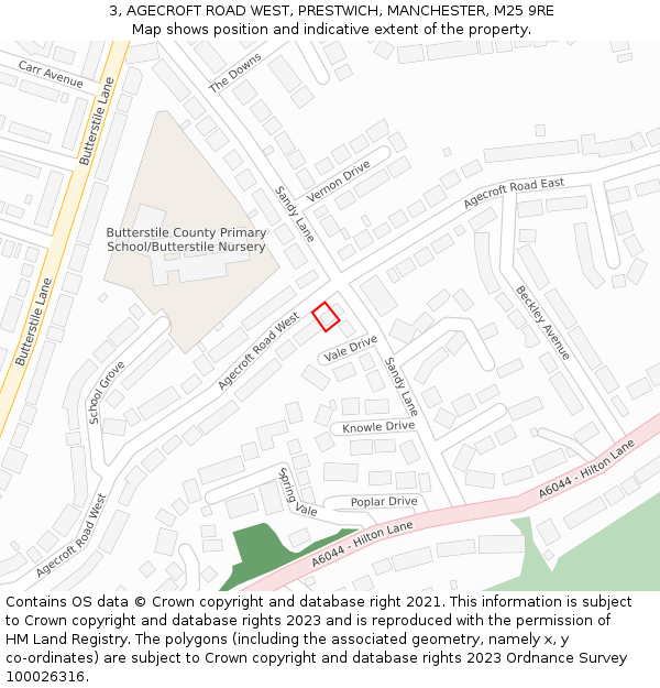 3, AGECROFT ROAD WEST, PRESTWICH, MANCHESTER, M25 9RE: Location map and indicative extent of plot