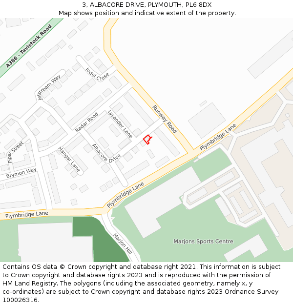 3, ALBACORE DRIVE, PLYMOUTH, PL6 8DX: Location map and indicative extent of plot
