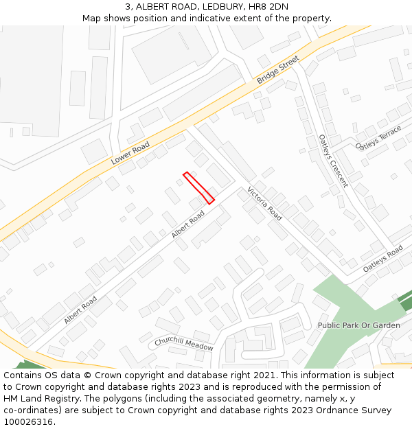 3, ALBERT ROAD, LEDBURY, HR8 2DN: Location map and indicative extent of plot