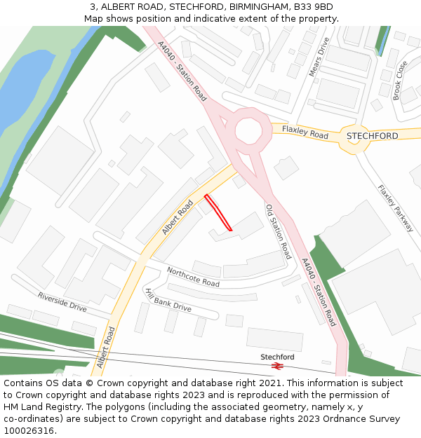 3, ALBERT ROAD, STECHFORD, BIRMINGHAM, B33 9BD: Location map and indicative extent of plot