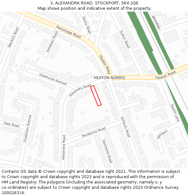 3, ALEXANDRA ROAD, STOCKPORT, SK4 2QE: Location map and indicative extent of plot