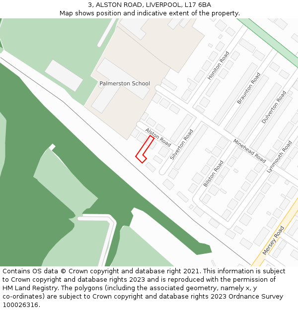 3, ALSTON ROAD, LIVERPOOL, L17 6BA: Location map and indicative extent of plot