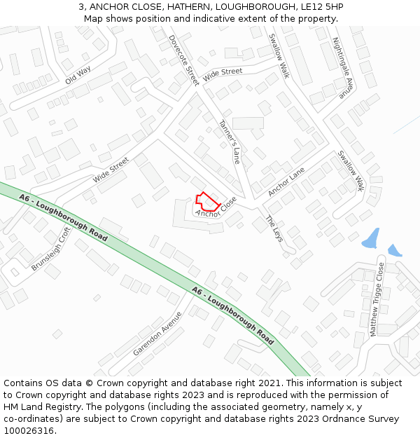 3, ANCHOR CLOSE, HATHERN, LOUGHBOROUGH, LE12 5HP: Location map and indicative extent of plot