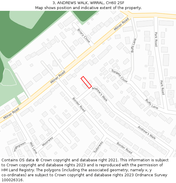 3, ANDREWS WALK, WIRRAL, CH60 2SF: Location map and indicative extent of plot