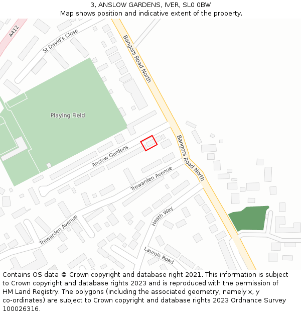 3, ANSLOW GARDENS, IVER, SL0 0BW: Location map and indicative extent of plot