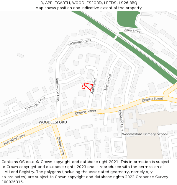 3, APPLEGARTH, WOODLESFORD, LEEDS, LS26 8RQ: Location map and indicative extent of plot
